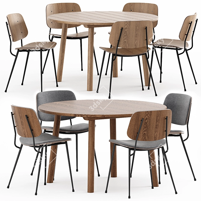 Soborg Steel Base, Taro Table Set 3D model image 1