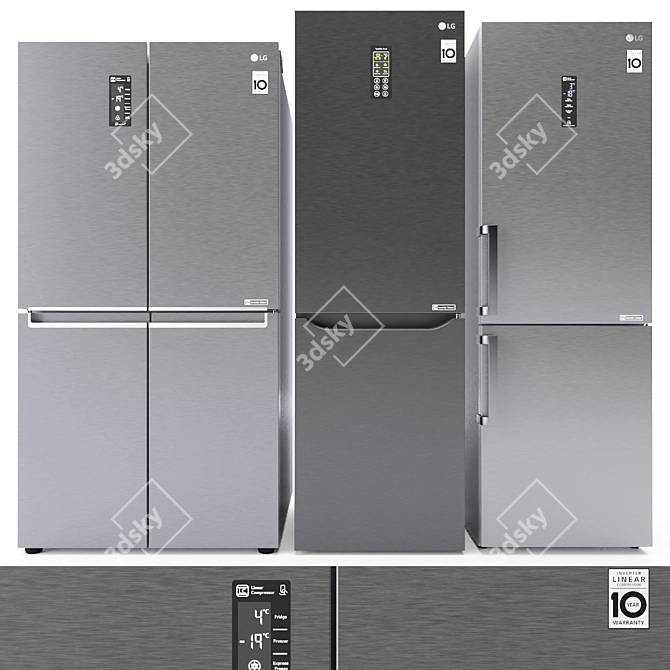 LG Refrigerator Set: Perfect Cooling Solutions 3D model image 1