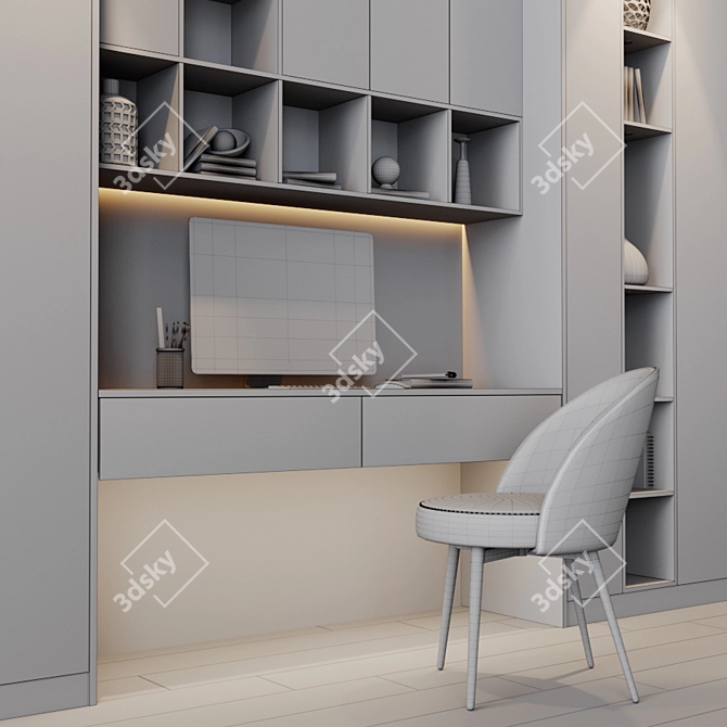 Sleek Workplace Storage 3D model image 3