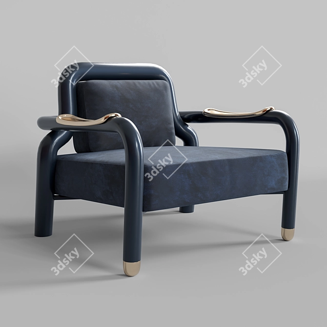 Sleek Steel Armchair: Kayak Style 3D model image 1