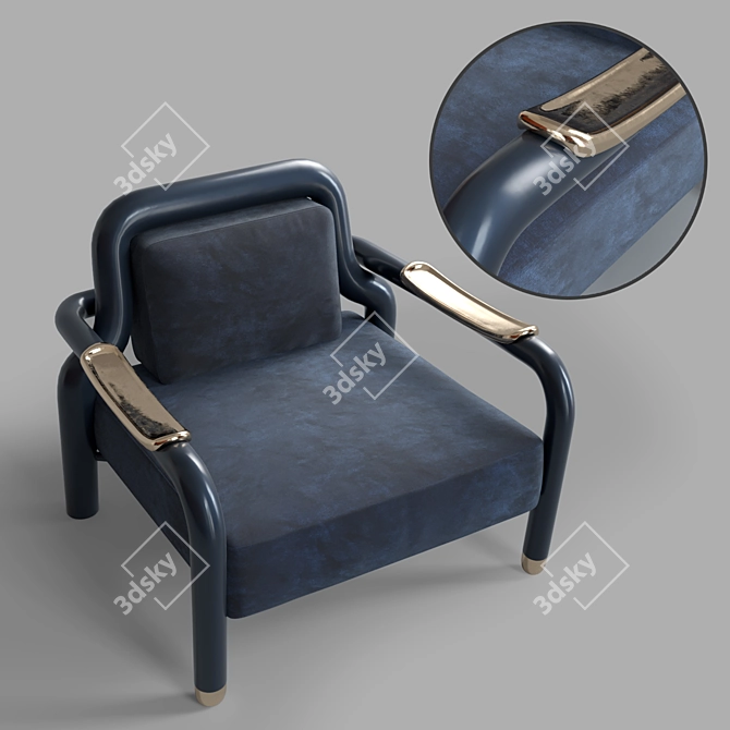 Sleek Steel Armchair: Kayak Style 3D model image 2