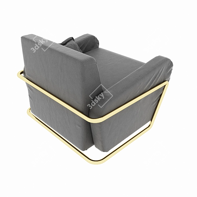 Sleek Metal Armchair: Minimalism at its Finest 3D model image 2