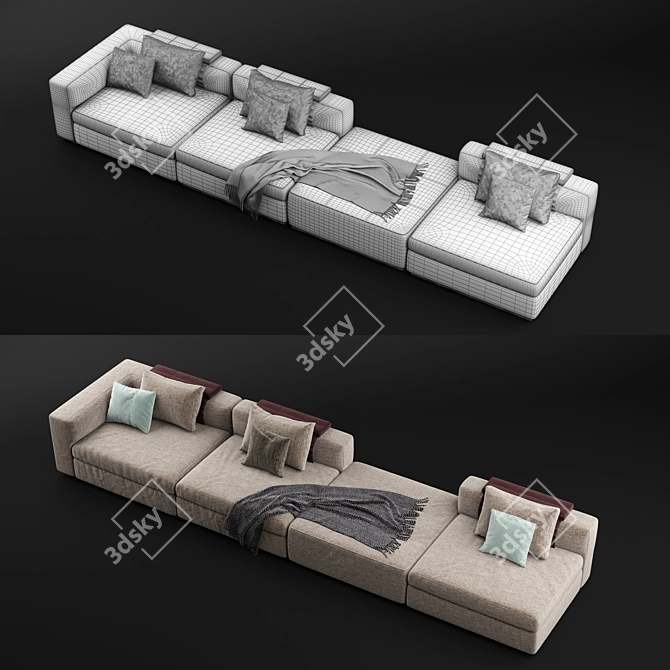 MOLTENI Albert Modular Sofa: Versatile Elegance 3D model image 3