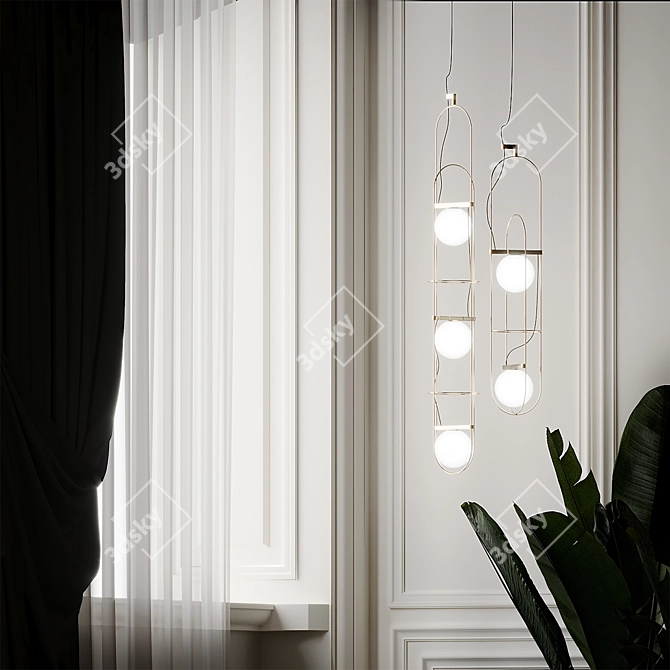 Elegant Setareh Pendant Lamp 3D model image 2