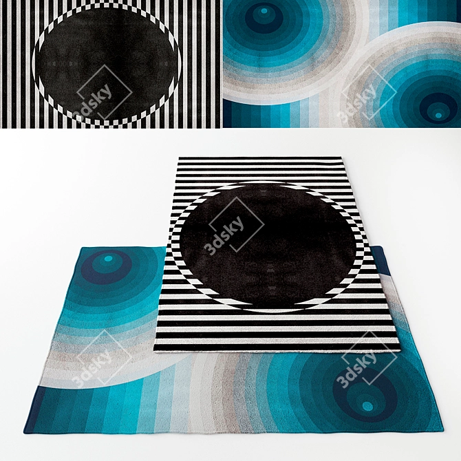 Graphic Glamour: Handmade Geometric Rugs 3D model image 1