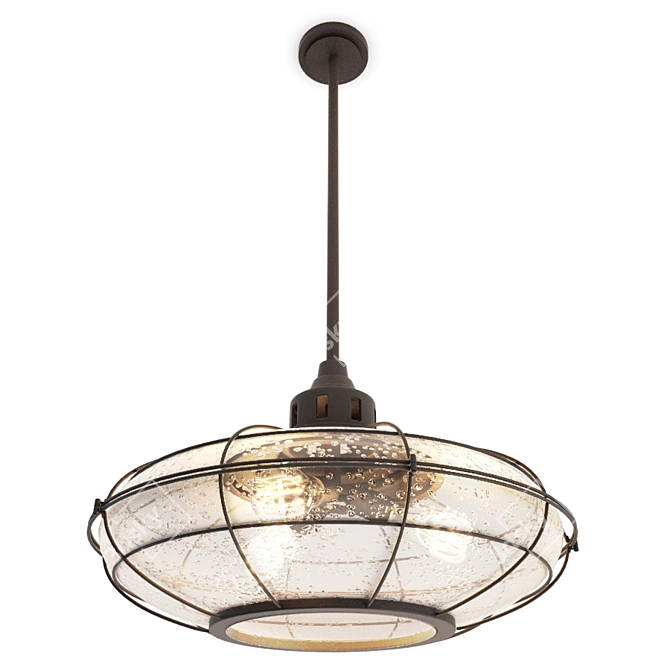 Industrial Grid Pendant Light 3D model image 1