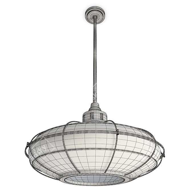 Industrial Grid Pendant Light 3D model image 2