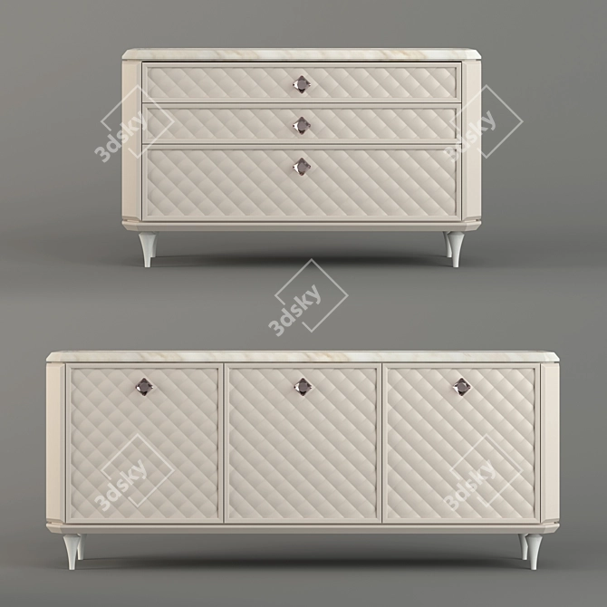 Elegant Legged Sideboards - Bellagio 3D model image 1