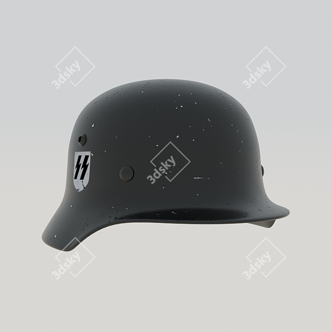 Authentic German M-35 SS Helmet 3D model image 1