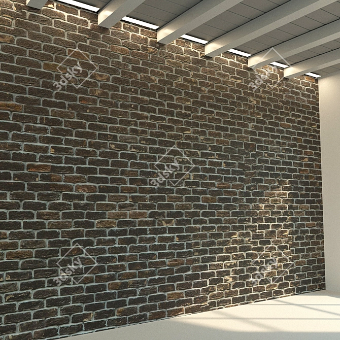 Vintage Brick Wall Texture 3D model image 1