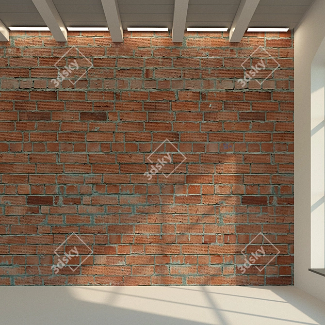 Vintage Brick Wall Texture 3D model image 2