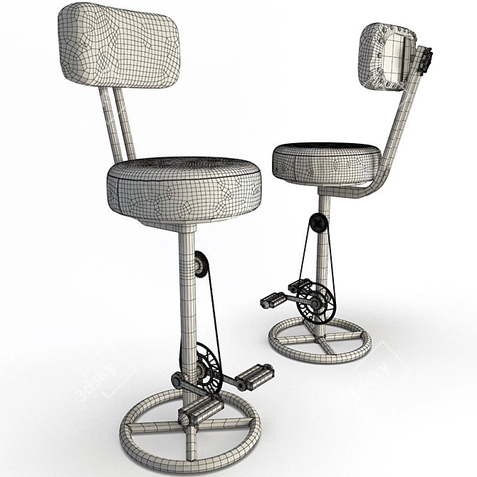 Retro Bike Stool: Vintage Leather & Industrial Design 3D model image 3