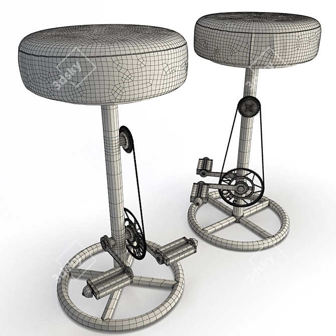 Retro Bike Seat Stool 3D model image 3