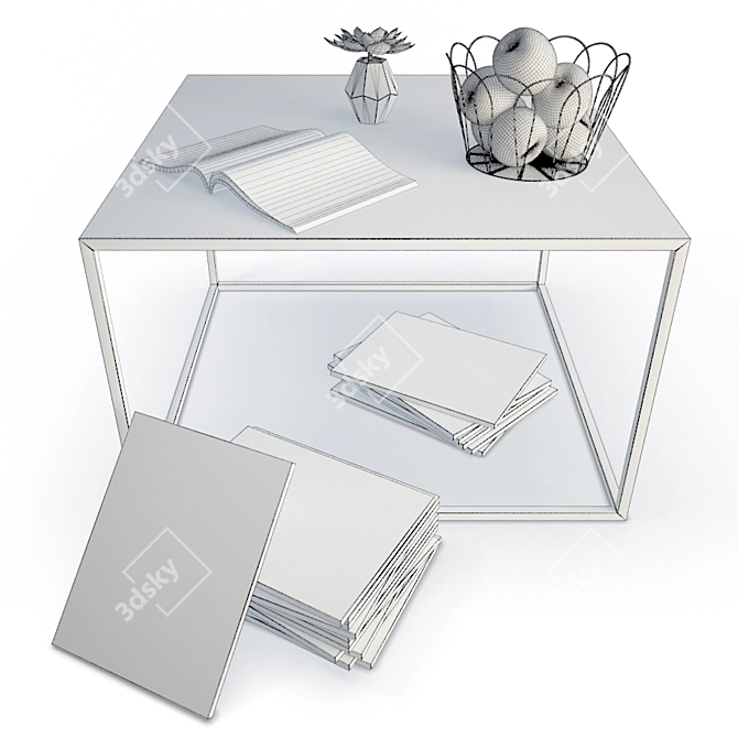 Metallic Coffee Table & Decor Set 3D model image 2