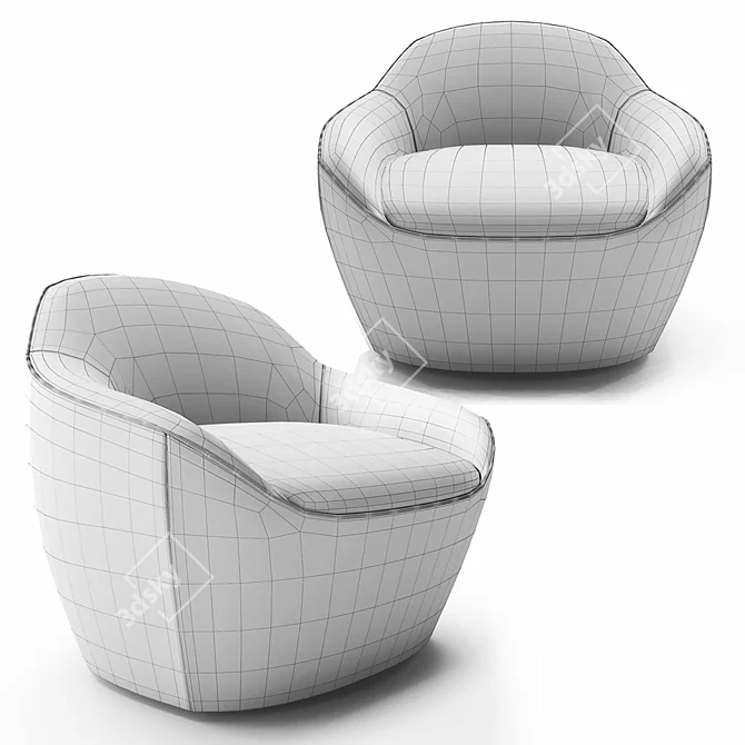 Bernhardt Design Becca Armchair: Sleek & Stylish Accent Seating 3D model image 3