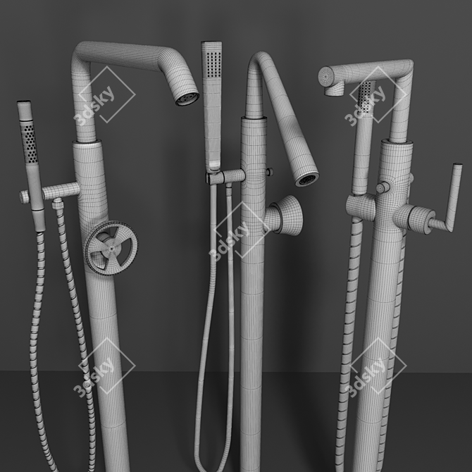 Elegant Faucet Set Collection 3D model image 3