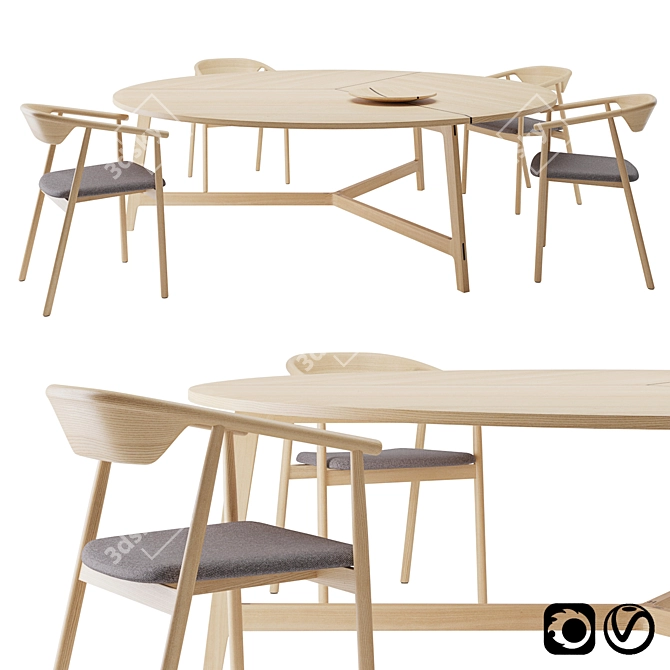 Modern Minimalist Mawari Table Set 3D model image 1