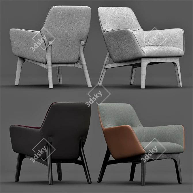 Sleek Armchair: Qing Fixed 3D model image 3