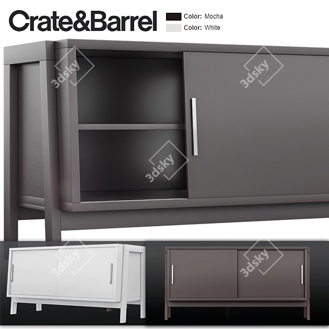 Sawyer Low Media Stand in Mocha and White 3D model image 2