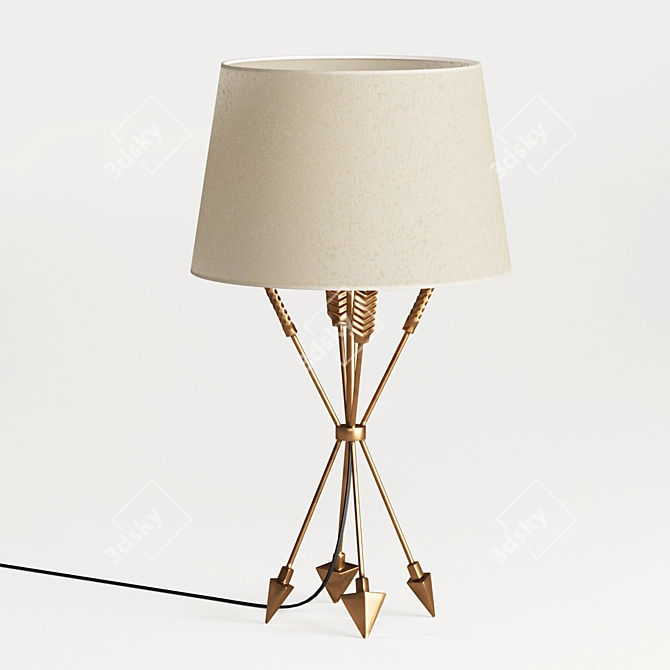 Vintage Brass Arrow Table Lamp 3D model image 1