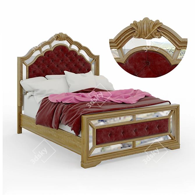 Birlanny Silver Queen Bed 3D model image 1