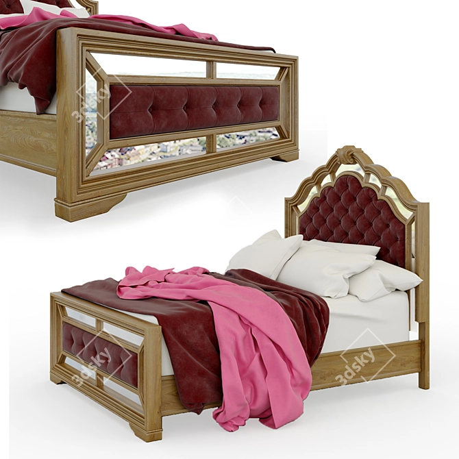 Birlanny Silver Queen Bed 3D model image 2