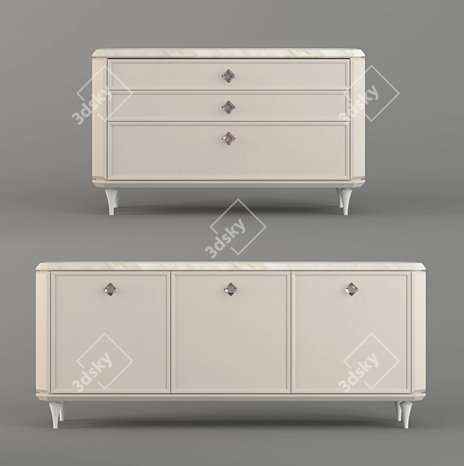 Elegant Sideboards with Legs 3D model image 1