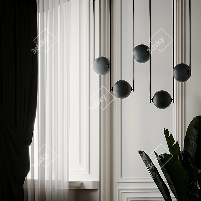 Elegant 5 Piece Linear Lights 3D model image 3