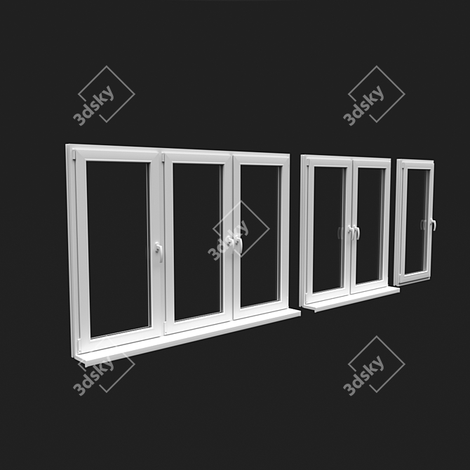 Standard Size PVC Windows: Built to Specification 3D model image 1