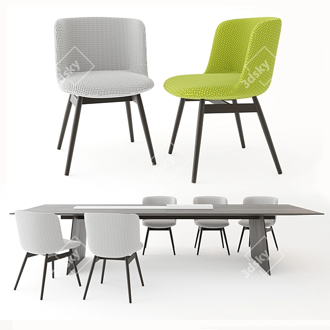 Modern Elegance: PAOLA LENTI Adele Chair & Kanji Table 3D model image 1