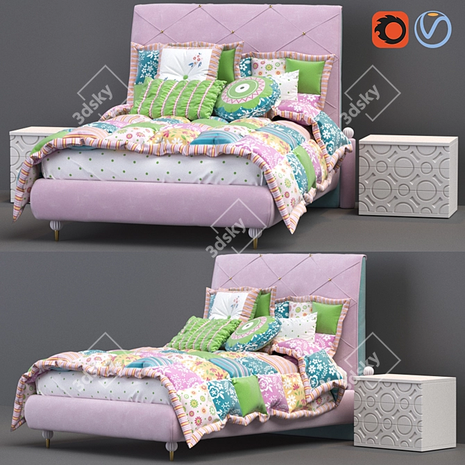 Italian Lucky Star Baby Bed Set - Altamoda Factory 3D model image 1