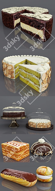 Decadent Duo: Chocolate and Vanilla Cake Bar 3D model image 5