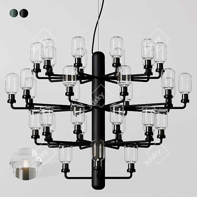 Amp Chandelier: Large, Smoke Black, Gold Green 3D model image 1