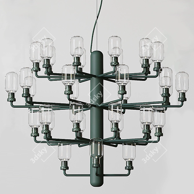 Amp Chandelier: Large, Smoke Black, Gold Green 3D model image 2