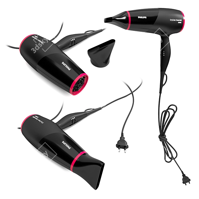 Philips Ionic Hairdryer: Drycare Essential 3D model image 3