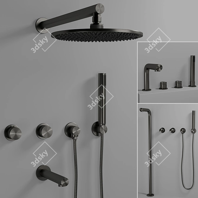 Luxury Stone Shower Set 3D model image 1