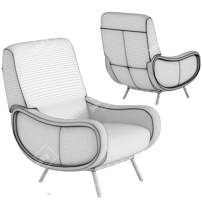 Vintage Red Leather Armchair 3D model image 2
