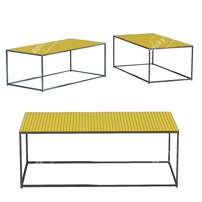 Modern Steel Coffee Table Cubes 3D model image 1