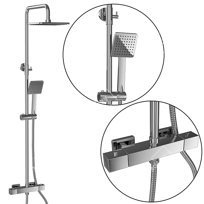 Modern Shower System with Gappo GLD1197 3D model image 1