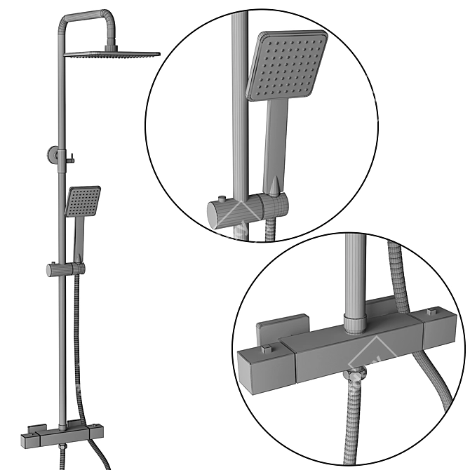 Modern Shower System with Gappo GLD1197 3D model image 3