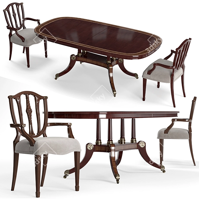 Palmerstone's Brass Rosette Dining Set 3D model image 1