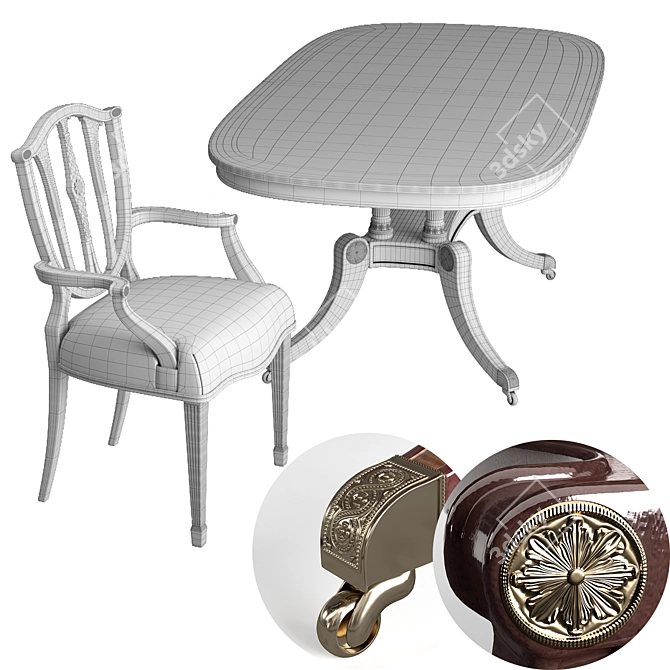 Palmerstone's Brass Rosette Dining Set 3D model image 3