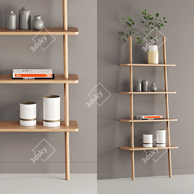 Rustic Oak Display Shelf 3D model image 1