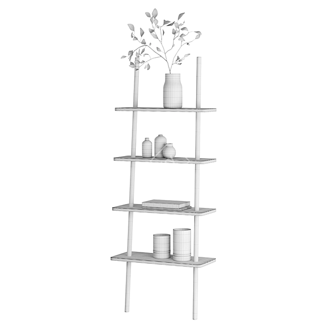 Rustic Oak Display Shelf 3D model image 3