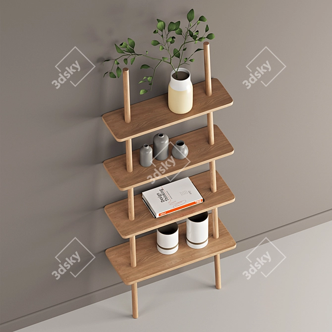 Rustic Oak Display Shelf 3D model image 5