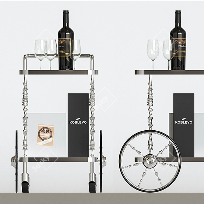 Title: Vintage Wine Cart: Elegant and Compact 3D model image 1