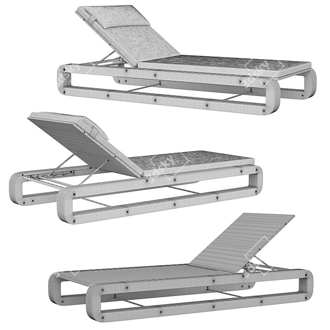 Elegant Line Chaise: Wood, Fabric, and Steel 3D model image 3