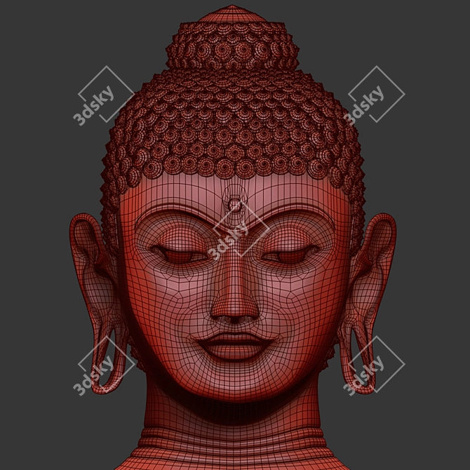 Serene Buddha Bust 3D model image 3