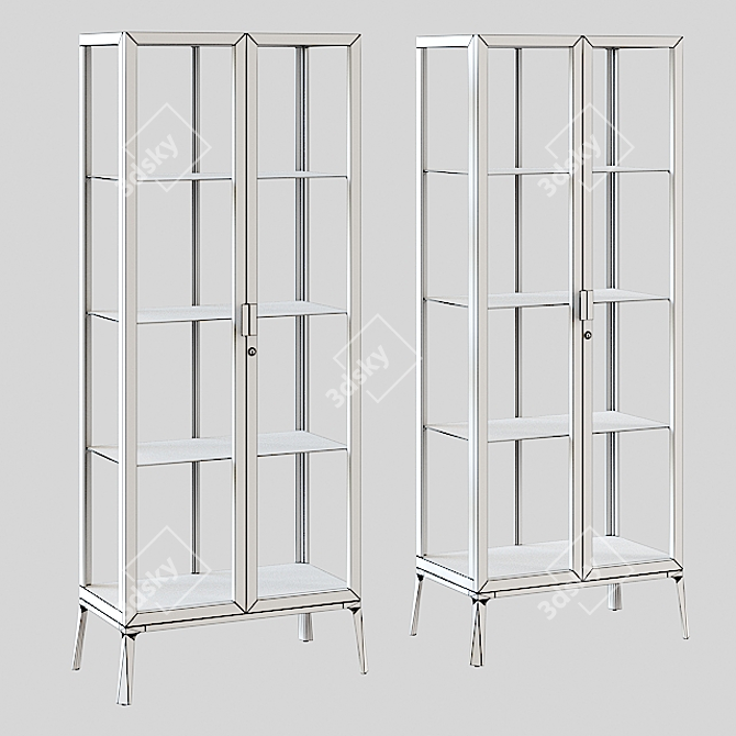 Modern Anthracite and White Display Cabinet 3D model image 2