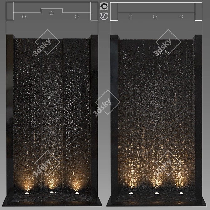 Elegant LED Wall Water Feature 3D model image 1